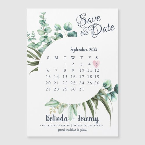 Rustic Greenery Eucalyptus Save The Date Magnet