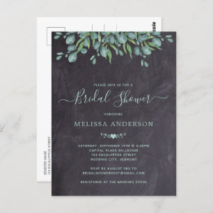 Rustic Greenery Eucalyptus Slate Bridal Shower Postcard