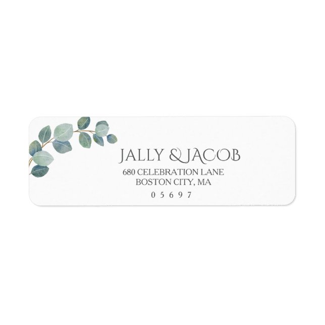  Rustic Greenery Eucalyptus Summer Wedding.  Label (Front)