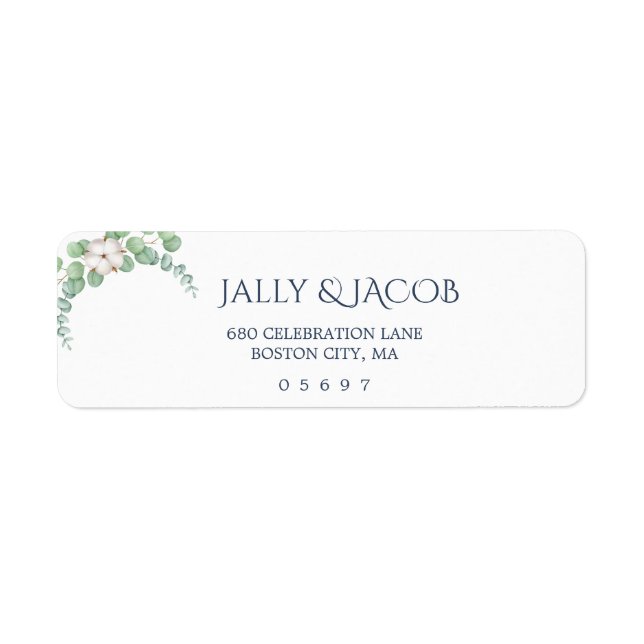 Rustic Greenery Eucalyptus Summer Wedding.  Label (Front)