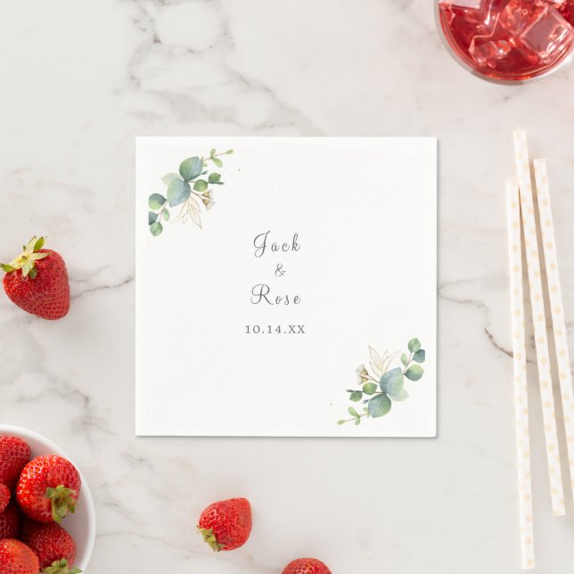   Rustic Greenery Eucalyptus Summer Wedding.  Napkins (Insitu)