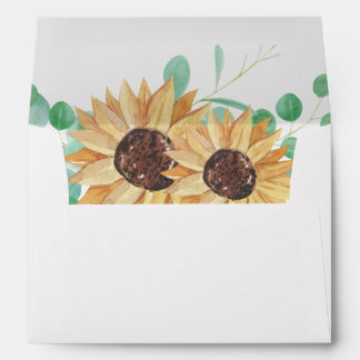 Rustic greenery eucalyptus sunflowers Wedding Envelope