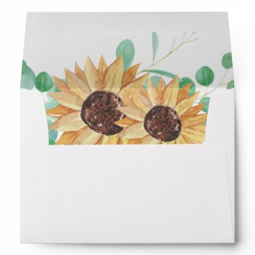 Rustic greenery eucalyptus sunflowers Wedding Envelope