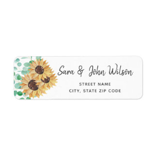 Rustic greenery eucalyptus sunflowers Wedding Label