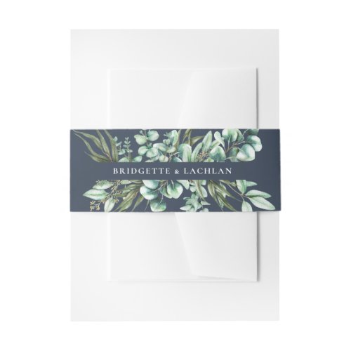 Rustic Greenery Eucalyptus Watercolor Wedding Invitation Belly Band