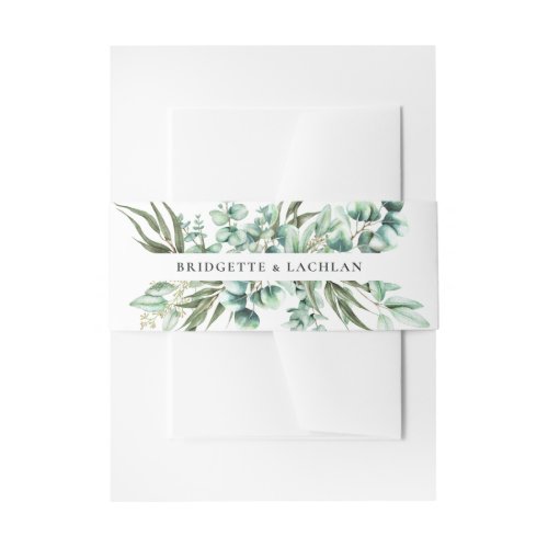 Rustic Greenery Eucalyptus Watercolor Wedding Invitation Belly Band