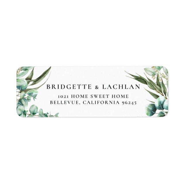 Rustic Greenery Eucalyptus Wedding Address Label (Front)