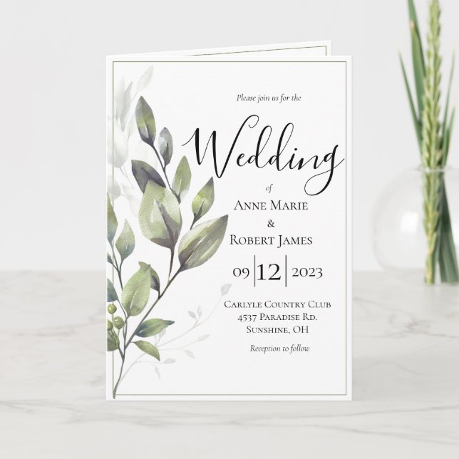 Rustic Greenery Eucalyptus Wedding  Invitation (Front)
