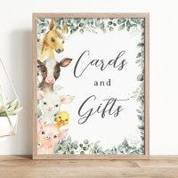 Rustic Greenery Farm Animals Baby Cards and Gifts 