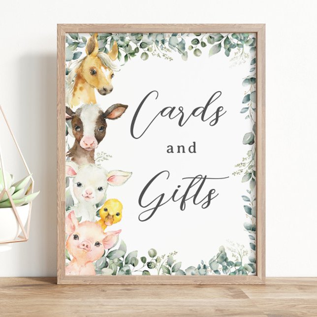 Rustic Greenery Farm Animals Baby Cards and Gifts  Poster (Creator Uploaded)
