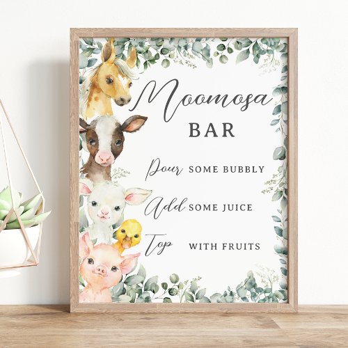 Rustic Greenery Farm Animals Baby Moomosa Bar Sign