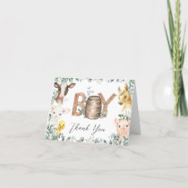 Rustic Greenery Farm Animals Baby Shower Folded  Thank You Card