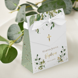 rustic greenery  faux glitter Baptism Favor Boxes