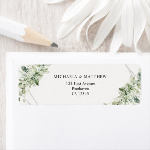 Rustic Greenery Faux Silver Wedding Return Address Label