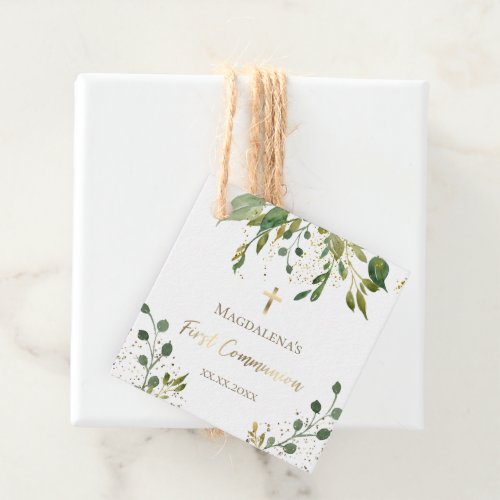 rustic greenery First Communion Favor Tags