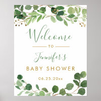 Rustic Greenery Floral Baby Shower Welcome Poster