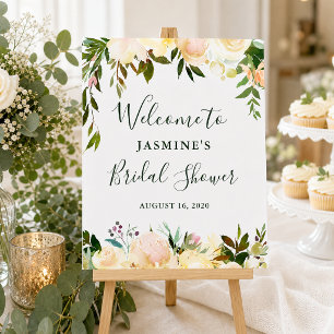 Rustic Greenery Floral Bridal Shower Welcome Sign