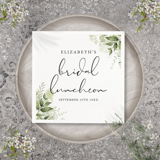 Rustic Greenery Floral Elegant Bridal Luncheon Napkins (Rustic Greenery Floral Elegant Bridal Luncheon Napkins)