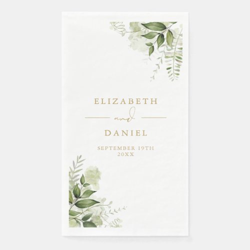 Rustic Greenery Floral Elegant Gold Wedding Paper Guest Towels
