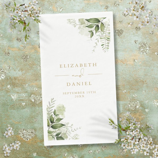 Rustic Greenery Floral Elegant Gold Wedding Paper Guest Towels (Rustic Greenery Floral Elegant Gold Wedding Paper Guest Towels)