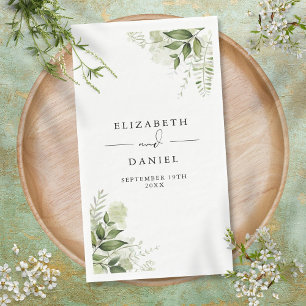 Rustic Greenery Floral Elegant Names Date Paper Guest Towels