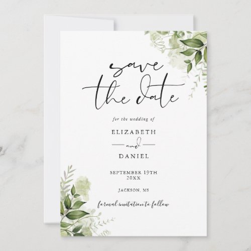 Rustic Greenery Floral Elegant Photo Wedding Save The Date