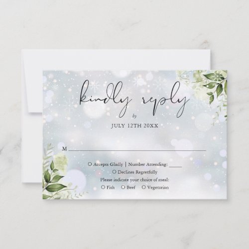 Rustic Greenery Floral Winter Wedding RSVP Card