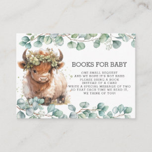 Rustic Greenery Fluffy Highland Cow Bring a Book Enclosure Card