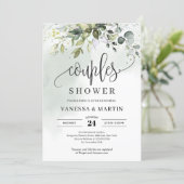 Rustic greenery foliage eucalyptus couples shower invitation (Standing Front)