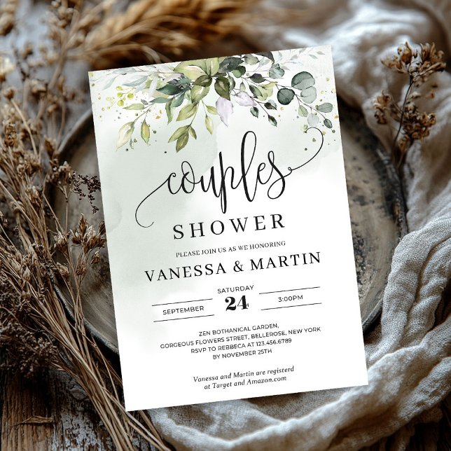 Rustic greenery foliage eucalyptus couples shower invitation (Rustic greenery foliage eucalyptus couples shower invitation)