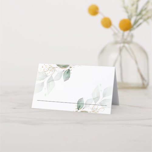 Rustic Greenery Foliage Gold Wedding Party Shower  Place Card
