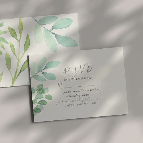 Rustic Greenery Foliage Wedding  RSVP Card