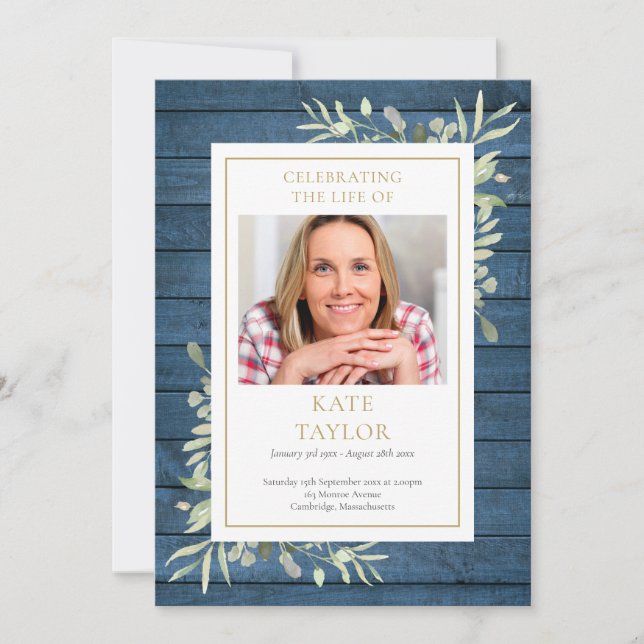 Rustic Greenery Funeral Order Of Service Program (Front)