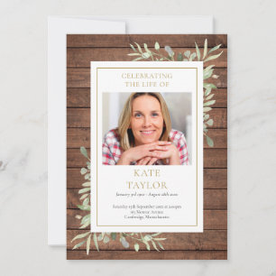 Rustic Greenery Funeral Order Of Service Program