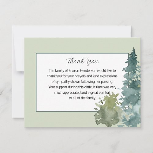 Rustic Greenery Funeral Thank You Note Card