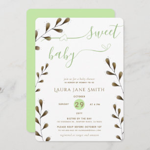 Rustic Greenery Gender Neutral Sweet Baby Shower Invitation