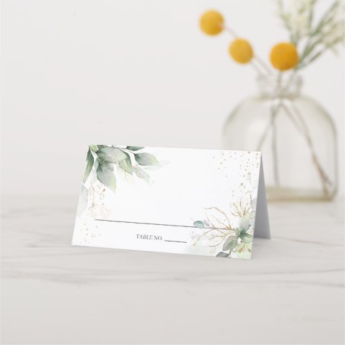 Rustic Greenery Gold Foliage Wedding Bridal Shower Place Card