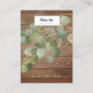 Rustic Greenery Gold Leaf Jewelry Display Card