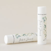 Rustic Greenery Ivory White Floral Wedding Favor Lip Balm