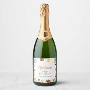 Rustic Greenery Ladybug Garden Baby Shower  Sparkling Wine Label