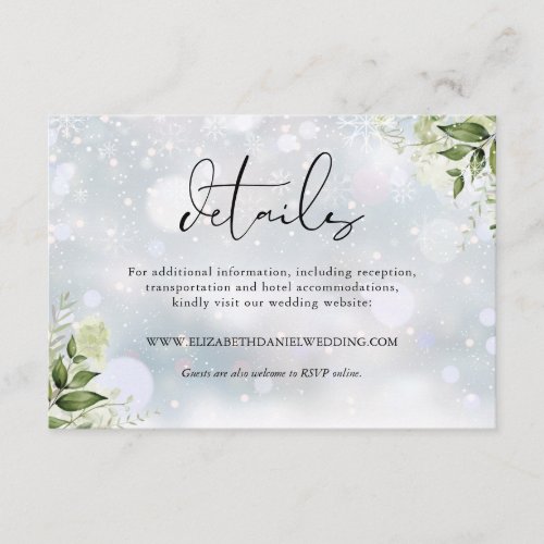 Rustic Greenery Leaves Elegant Wedding Details Enclosure Card