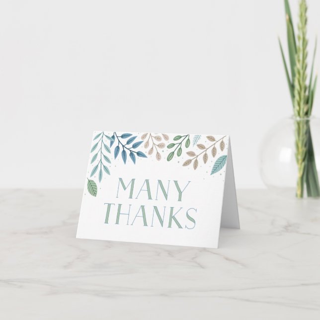 Rustic Greenery  Letterpress Thank You Card (Front)