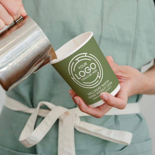 Rustic Greenery Minimalist Logo Business  Paper Cups (business logo paper cups company party promotional corporate event marketing occasions customers )