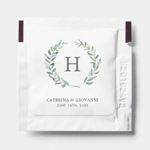 Rustic Greenery Monogram Elegant Wedding Favor Hand Sanitizer Packet