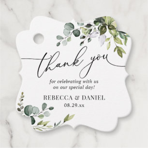 Rustic Greenery Monogram Wedding Thank You Favor Tags
