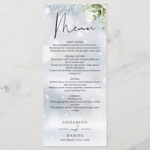 Rustic Greenery Monogram Winter Wedding Dinner Menu