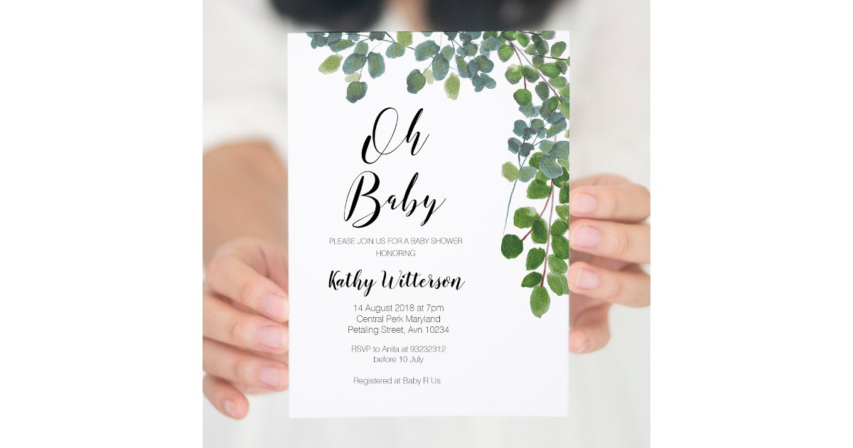Rustic Greenery oh baby baby shower invitation | Zazzle