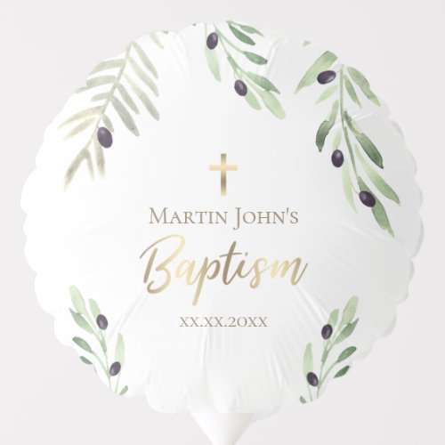 rustic greenery olive branch Baptism Balloon