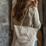 Rustic Greenery Personalized Bridesmaid Tote Bag<br><div class="desc">This cute rustic style bridesmaid tote bag with sketched greenery design elements and bridesmaid's name will be great for wedding thank you gifts or favors.</div>