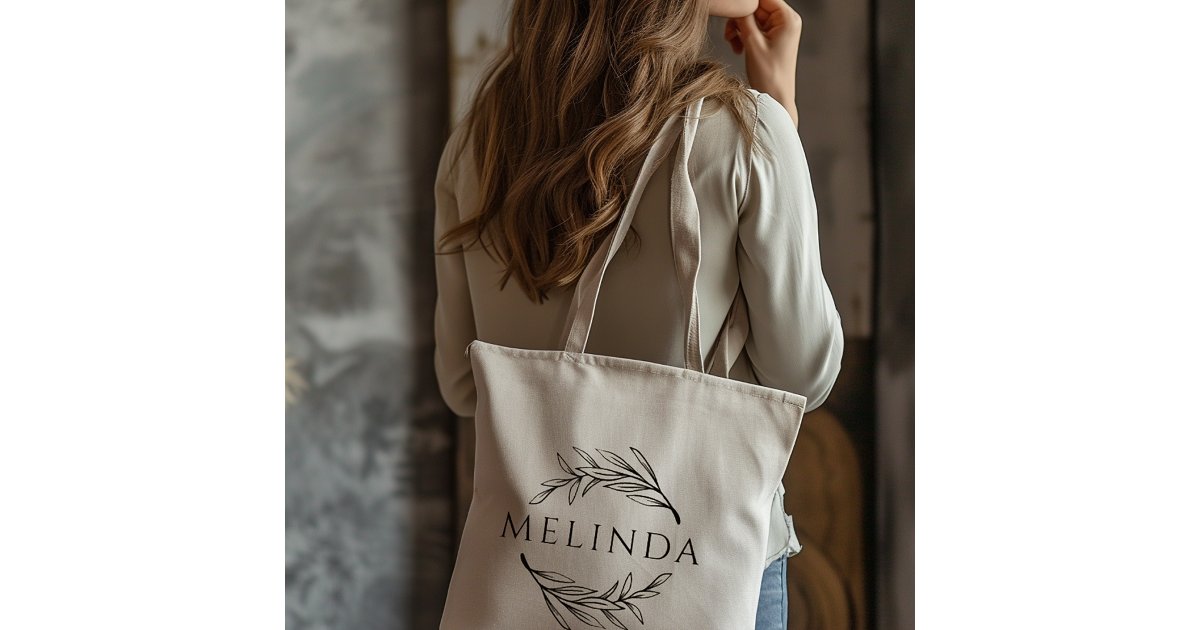 Rustic Greenery Personalized Bridesmaid Tote Bag | Zazzle